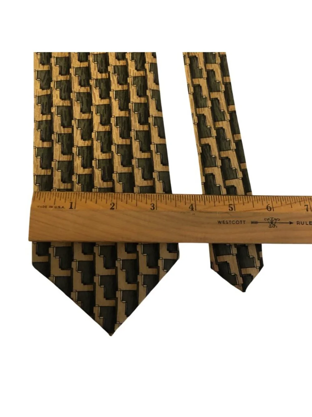 Cocktail Colors Silk Tie Geometric Green Tan Mens Necktie Office Formal Gift